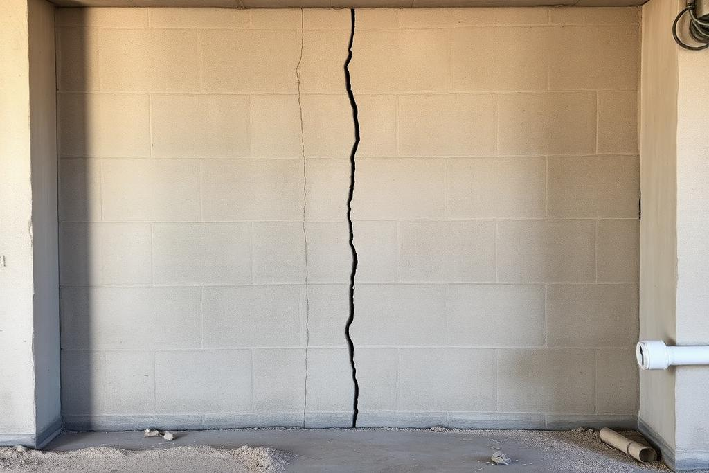 Visible foundation crack on a San Diego residential foundation before repair