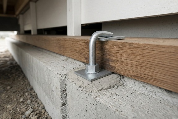 Foundation bolting strengthening the connection between a San Diego home and its concrete foundation for earthquake protection