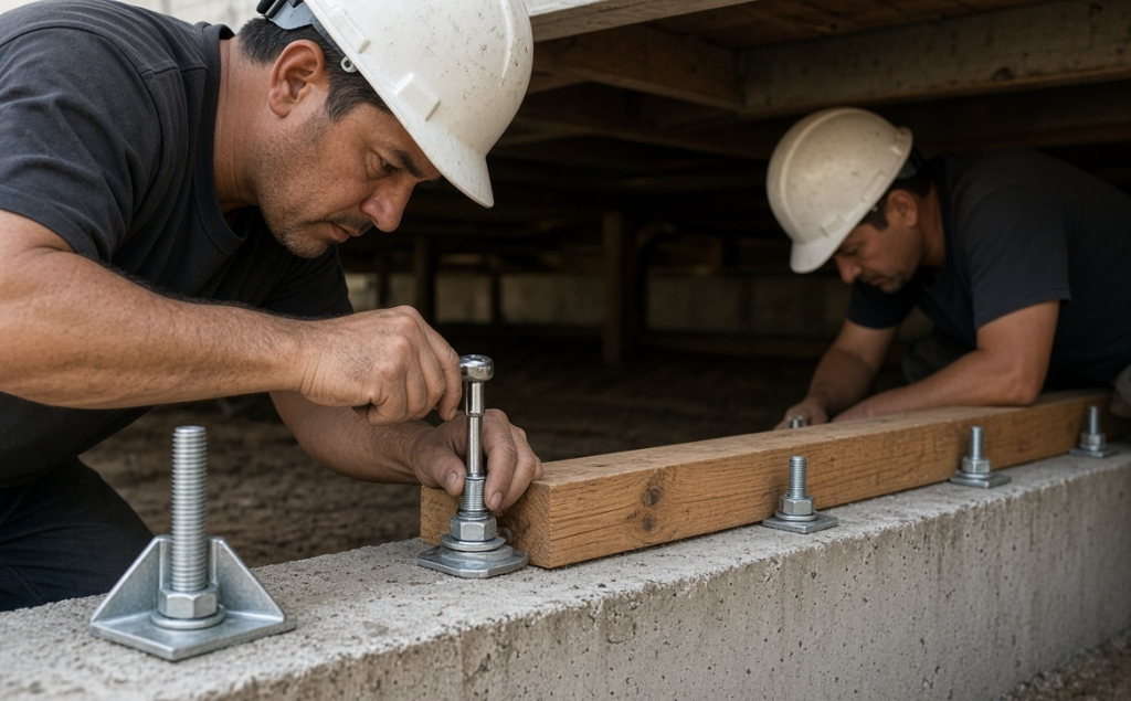 Professional sill plate anchorage and foundation connection improvements protecting a San Diego home during seismic activity