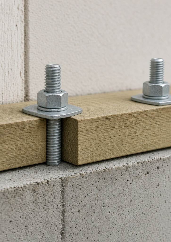 Sill plate anchorage securing a San Diego County home’s wood frame to its concrete foundation for improved seismic resistance