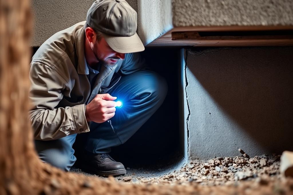 Technician assessing a structural foundation crack on a San Diego residential foundation