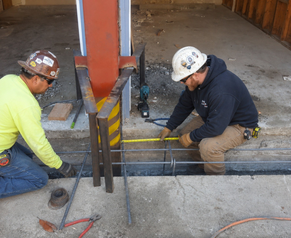 Plywood cripple wall bracing and foundation anchorage on a multi-unit building raised foundation for seismic retrofit in San Diego