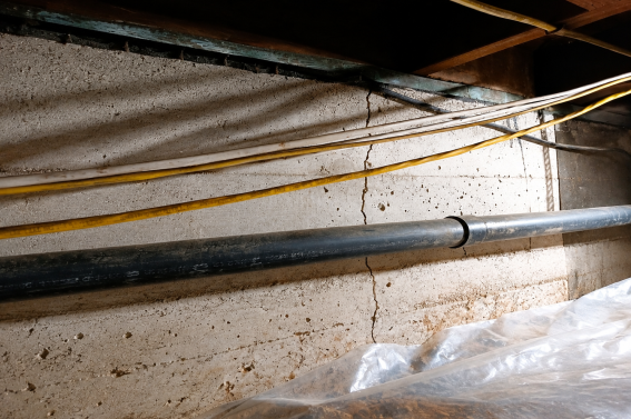 Repaired and sealed foundation crack on a San Diego residential foundation