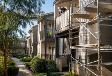 Residential HOA property undergoing structural repair and maintenance