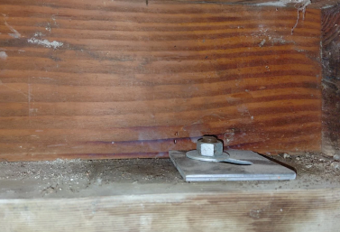 Foundation Bolting Installation – San Diego Seismic foundation bolts installed on concrete sill plate, San Diego
