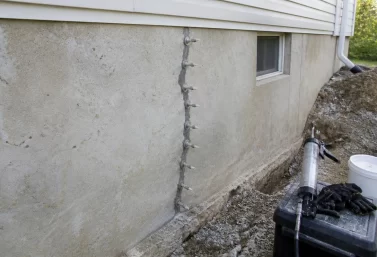 Foundation Crack Repair – San Diego Residence Structural crack repair on concrete foundation wall, San Diego home
