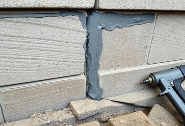 Settlement Crack Repair in San Diego Settlement-related foundation crack being repaired on a San Diego home