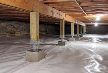 Crawlspace Support Repair in San Diego Structural support repair completed inside a raised-foundation crawlspace in San Diego